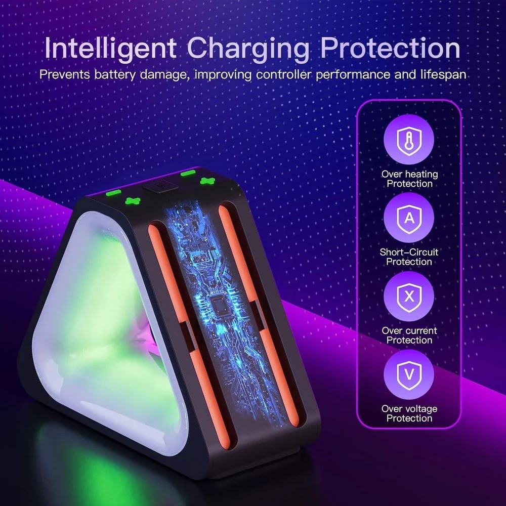 Switch 2 Joy-Con Charging Dock 4-Slot Magnetic RGB Triangle Station Black‎